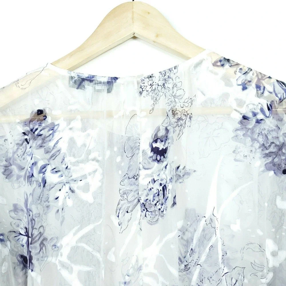 Reiss Floral Maxi Dress in White and Blue - Picture 7 of 8